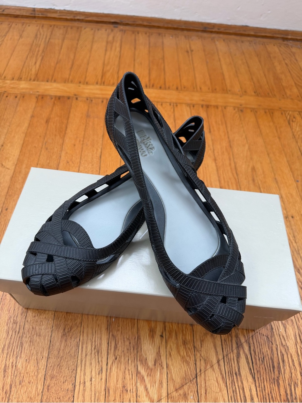 Melissa Black Woven Ballet Flats